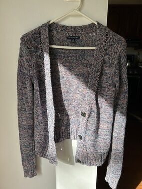 American Eagle Outfitters || Multicolor Heathered Knit Cardigan - Blue/Pink/Grey